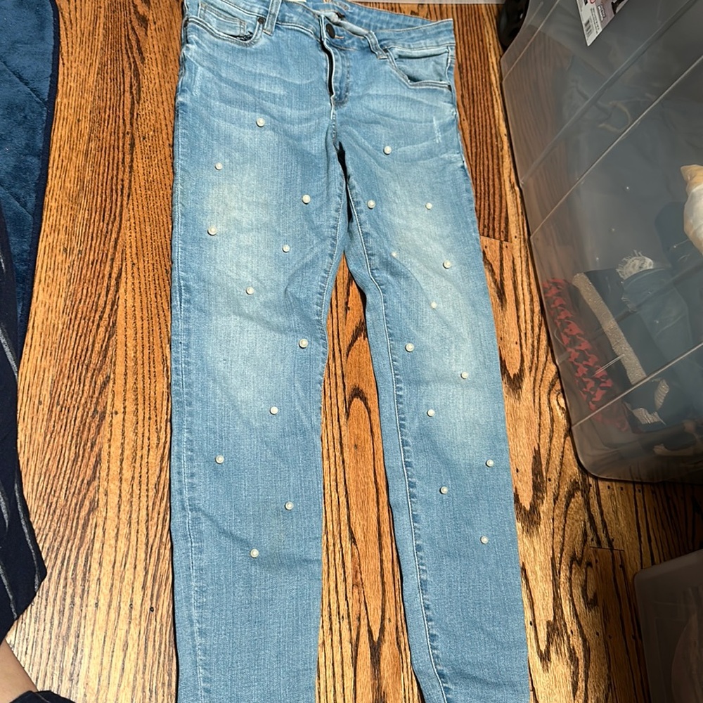 Brigitte ankle skinny jeans with pearls